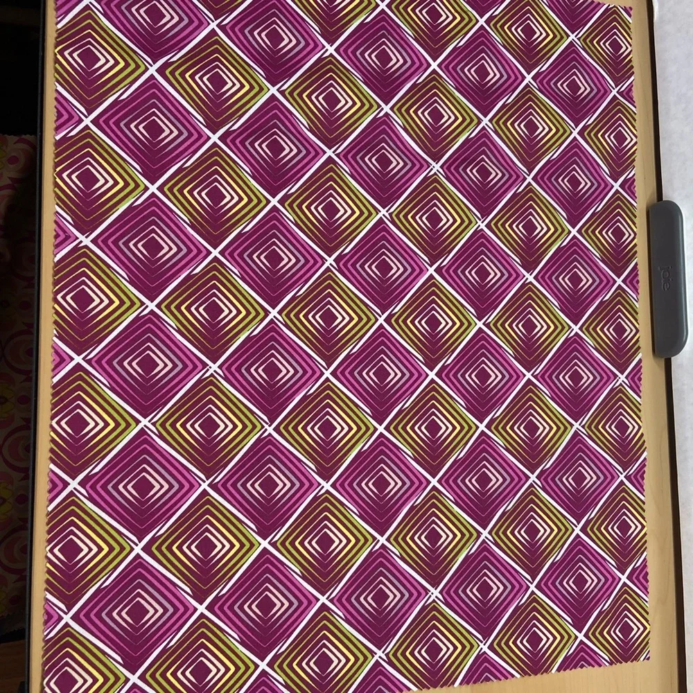 Assorted Floral & Geometric Cotton Fabric Pieces - Pink, Purple, Lime - Picture 5 of 11